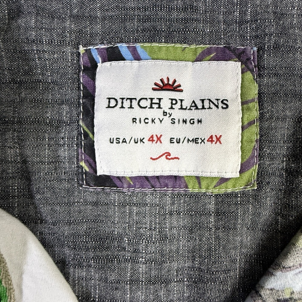 Ditch Plains Ricky Singh Hawaiian Shirt Men's 4XL Tropical Floral Cotton Classic - Picture 5 of 6